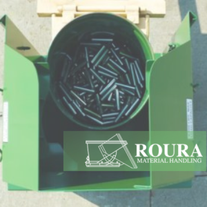 A rotator box holding a barrel filled with steel rods